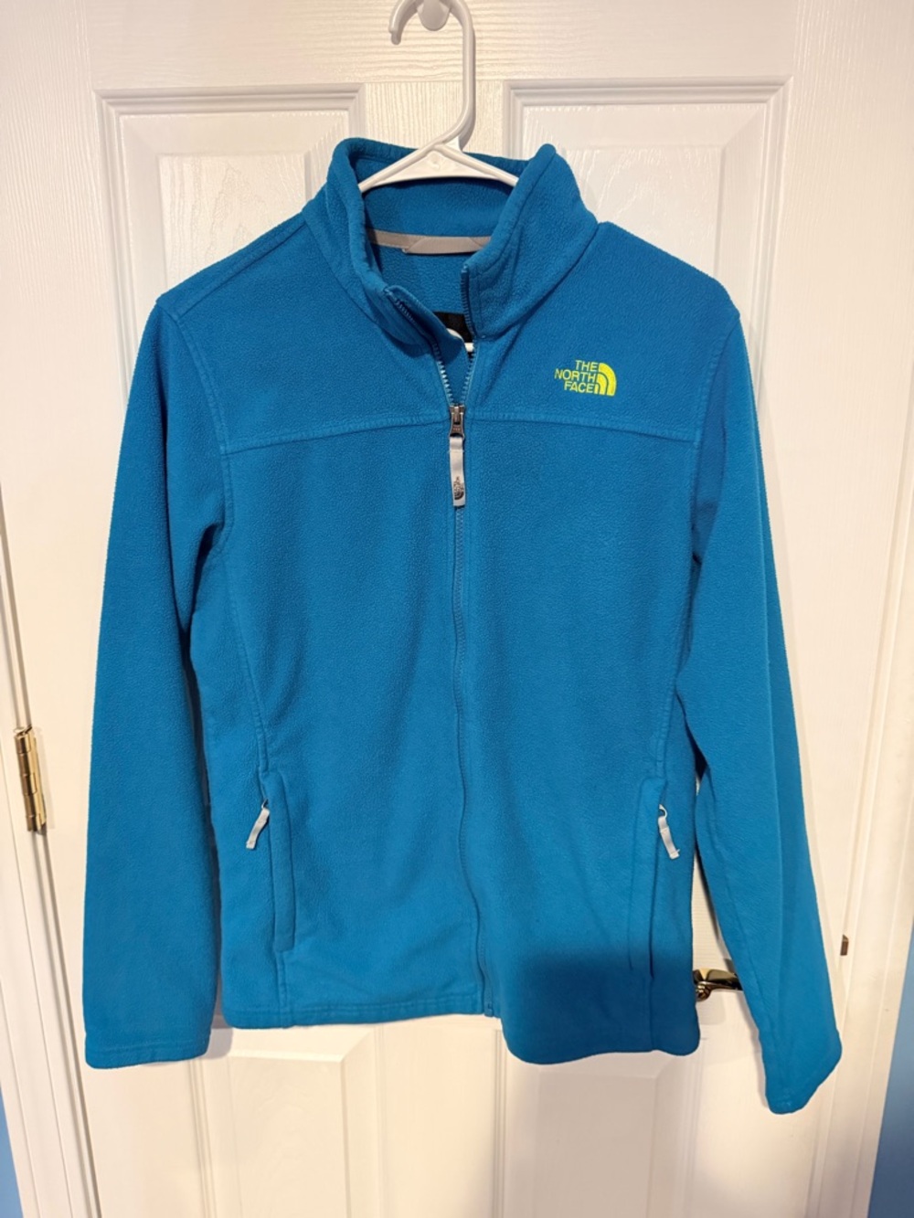 The North Face Girls/Youth Turquoise Blue Fleece Jacket with Lime Logo